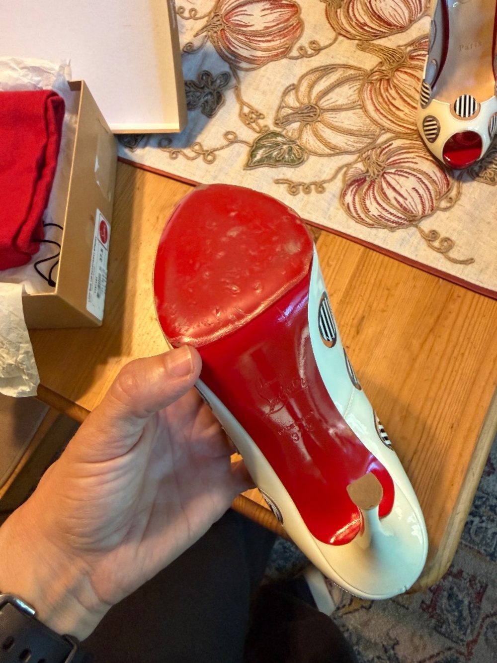 Christian Louboutin Lady Bug 120 peep toe sz 37.5 - Picture 5 of 10